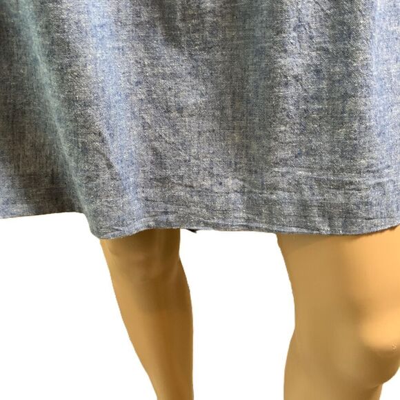 LOFT Outlet Blue Chambray Pleated A-Line Skirt Size XS Coastal Cowgirl Preppy - Picture 3 of 12